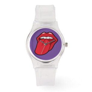 LIPS DIE TONGUE PINK WRIST WATCH VERVULLEN HORLOGE