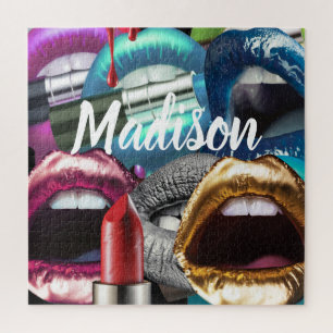 Lips Elegant Stylish Bad Girl Aangepast op maat Legpuzzel