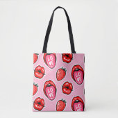 Lips en aardbeien tote bag (Voorkant)