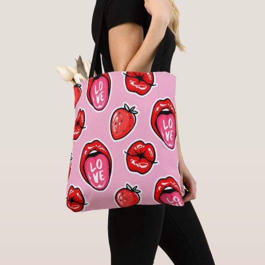 Lips en aardbeien tote bag (Dichtbij)