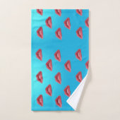 Lips en blauwe achtergrond bad handdoek (Handdoek)