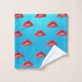 Lips en blauwe achtergrond bad handdoek (Wasdoekje)