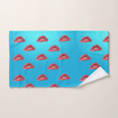 Lips en blauwe achtergrond bad handdoek (Handdoek)
