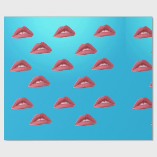 Lips en blauwe achtergrond cadeaupapier (Vlak)