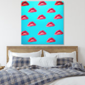 Lips en blauwe achtergrond canvas afdruk (Insitu (Slaapkamer))