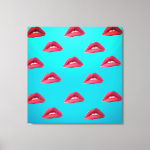 Lips en blauwe achtergrond canvas afdruk