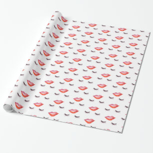 Lips en Eyelashes Cadeaupapier