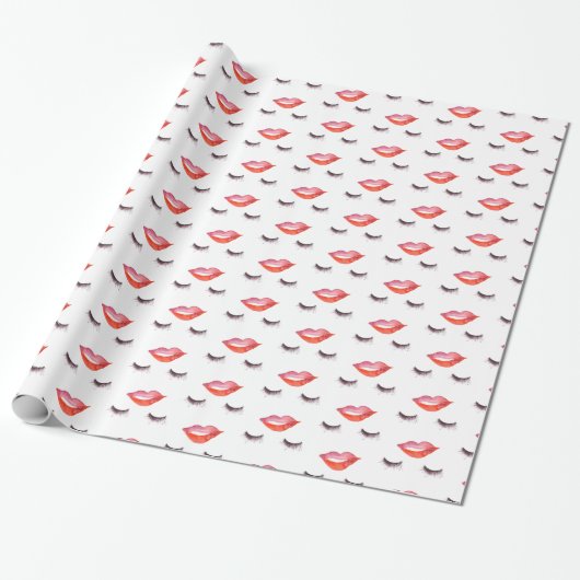 Lips en Eyelashes Cadeaupapier (Uitgerold)