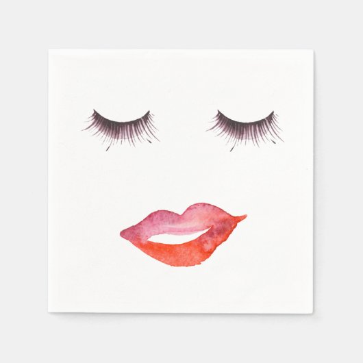 Lips en Eyelashes waterverf Servetten (Voorkant)