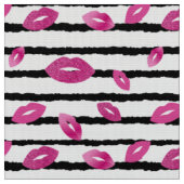 Lips en lippenstift met roze glitterpatroon stof (Close Up)
