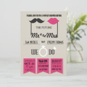 Lips en Mustache Typografie Chic Wedding Shower Kaart (Staand voorkant)