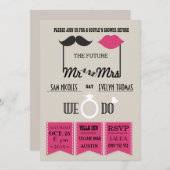 Lips en Mustache Typografie Chic Wedding Shower Kaart (Voorkant / Achterkant)