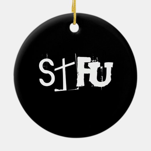 Lips en ogen/STFU Keramisch Ornament (Achterkant)