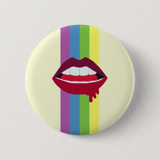 Lips en regenboogbadge ronde button 5,7 cm (Voorkant)