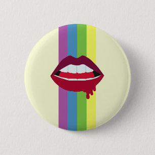 Lips en regenboogbadge ronde button 5,7 cm