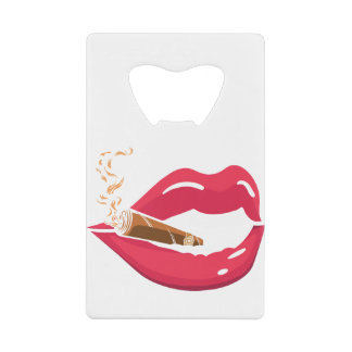 Lips en roken creditkaart flessenopener