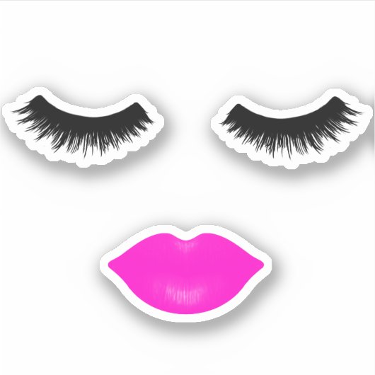 Lips en sla roze sticker (Voorkant)