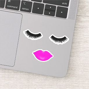 Lips en sla roze sticker