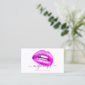 Lips Girly Pink Paars Visitekaartje (Staand voorkant)