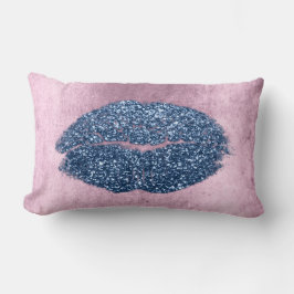 Lips Glitter Pink Grungy Denim Makeup Kiss Silver Kussen