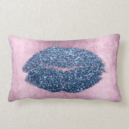 Lips Glitter Pink Grungy Denim Makeup Kiss Silver Kussen