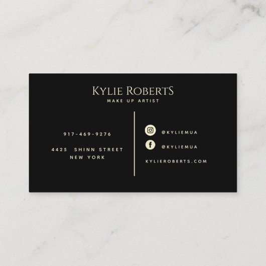 Lips Gold Black Elegant Makeup Artist Beauty Visitekaartje (Achterkant)
