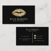 Lips Gold Black Elegant Makeup Artist Beauty Visitekaartje (Voorkant / Achterkant)