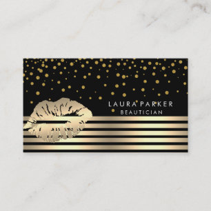 Lips Gold Black Stripes Makeup Artist Beauticus Visitekaartje