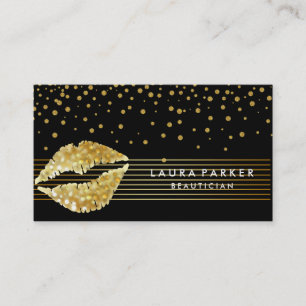 Lips Gold Black Stripes Makeup Artist Beauticus Visitekaartje
