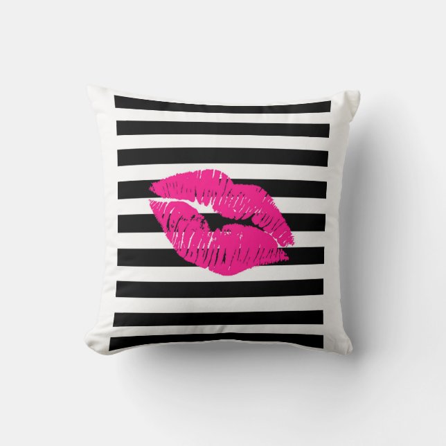 Lips, hete roze lippen, roze lippen, make-up kunst kussen (Voorkant)