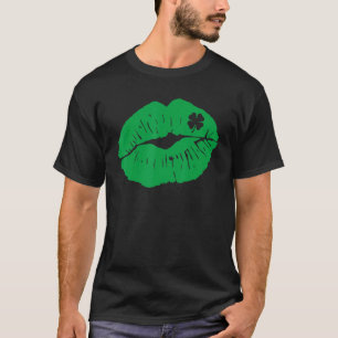 Lips Kiss Ik ben Irish Shamrock Ireland St Patrick T-shirt