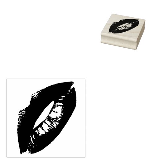 Lips Kiss Lipstick Rubberstempel (Gestempeld)