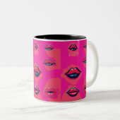 Lips Kiss Print Mok - Romantische mok voor livebir (Voorkant rechts)