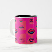 Lips Kiss Print Mok - Romantische mok voor livebir (Voorkant links)