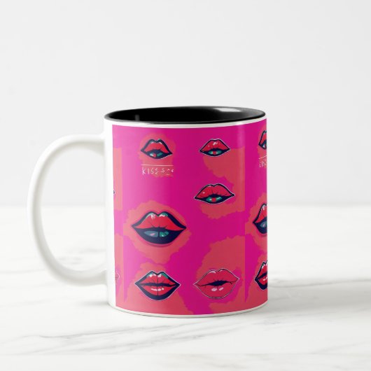 Lips Kiss Print Mok - Romantische mok voor livebir (Links)