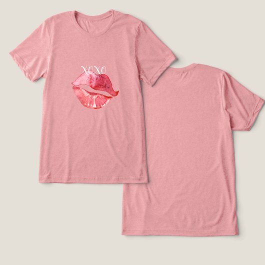 Lips Kiss XOXO Tri-Blend Shirt (Ontwerp Voorkant & Achterkant)