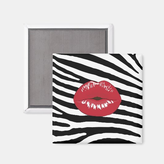 Lips kus mode glamour schoonheidsmake-up zebra magneet (Voorkant / Achterkant)