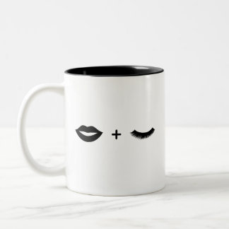 Lips + Lashes grafisch Tweekleurige Koffiemok