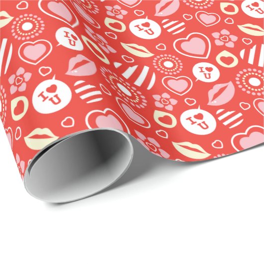 Lips, liefde & harten Valentijnsdag Cadeaupapier (Rol Hoek)