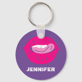Lips magenta en Paars, speciaal aangepast Sleutelhanger