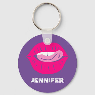 Lips magenta en Paars, speciaal aangepast Sleutelhanger
