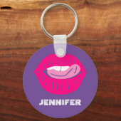 Lips magenta en Paars, speciaal aangepast Sleutelhanger (Voorkant)