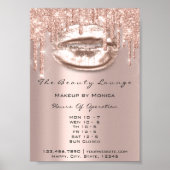 Lips Make-up Openingsuren Salon Roze Drips Glitter Poster (Voorkant)