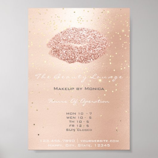 LIps Makeup Artist Glitter Roos Gold Confetti Poster (Voorkant)