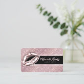 Lips Makeup Artist Trendy Black Roos Gold Glitter Visitekaartje (Staand voorkant)