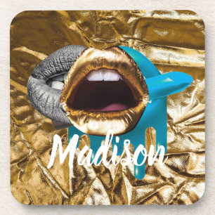 Lips Makeup Beauty Girls Gift Custom Personated Bier Onderzetter