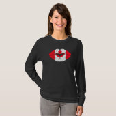 Lips & Maple Leaf Canadian Flag Happy Canada Day W T-shirt (Voorkant volledig)