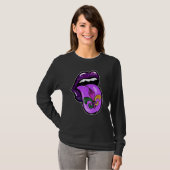 Lips Mardi Gras Carnaval Paarse Fleur De Lis Vrouw T-shirt (Voorkant volledig)
