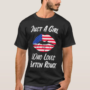 Lips Mond Love Amerikaanse Vlag Baton Rouge T-shirt