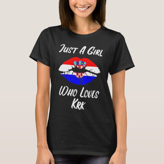Lips Mond Love Kroatië Vlag Krk T-shirt (Voorkant)